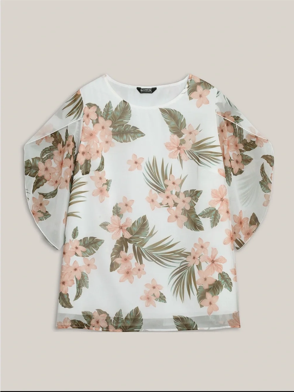 BloomChic Petal Sleeve Floral Round Neck Blouse size 1X (14-16)